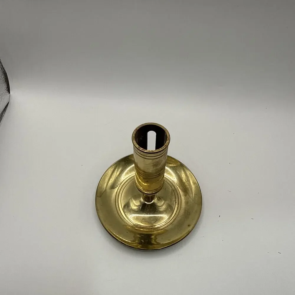 Vintage Baldwin Solid Brass Chamberstick Finger Candlestick Holder *